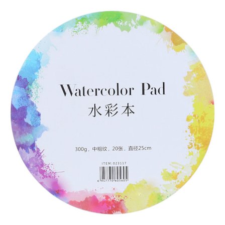 Kaldpresset 100% bomulls akvarellpapir for kunstlaging, sirkulær 25 cm