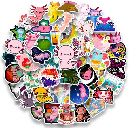 Axolotl-klistermærker, 50 stk. søde axolotl-klistermærker, vandtætte vinylklistermærker til vandflasker, bærbare computere, telefoner, skateboard-