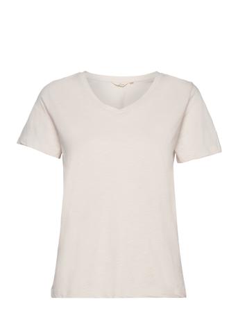 Jada Ss V-Neck Gots T-shirts & Tops Short-sleeved Beige Basic Apparel*Betinget Tilbud