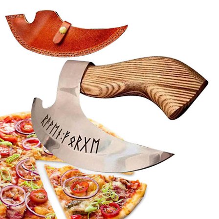 Vintage Trähandtag Pizza Yxa Graverade Runor Viking Pizza Yxa Viking Yxa Wigslar