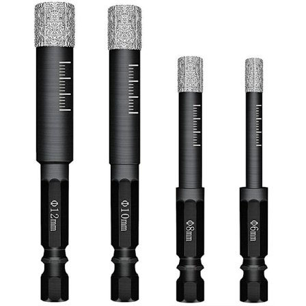 Sett med 4 diamantbor for keramiske fliser Porselen Steintøy Fliser Glass Stein. Profesjonelle diamantbor Keramiske fliser Bor Bits Verktøy - 6