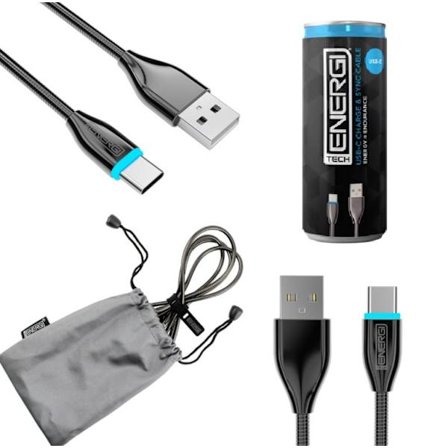 TechEnergi USB-C lataus- ja synkronointi-USB-kaapeli - 1,2 m