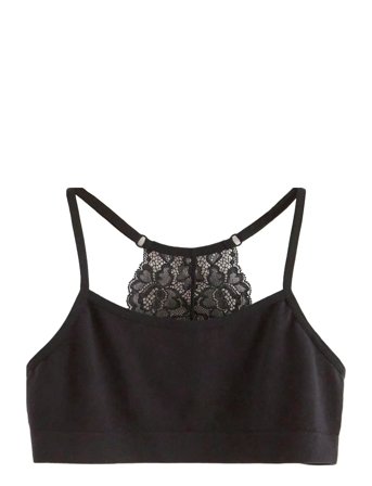 Lindex Top Seamless Lace At Back Tenc - Black - 170