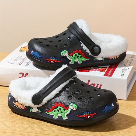 Fleecefodrade tofflor och träskor för barn, varma och bekväma