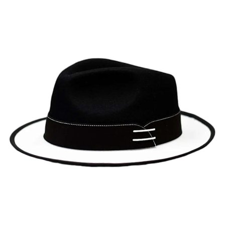 Elegant fransk stil uld fedora hat klassisk farveblok top hat til modeentusiaster vinter efterår patchwork hat hvid marineblå