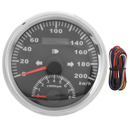 85mm GPS Speedometer 200KM/H Turteller 0-8000RPM LCD-skjerm Antenne for motorsykkel båt lastebil buss bil