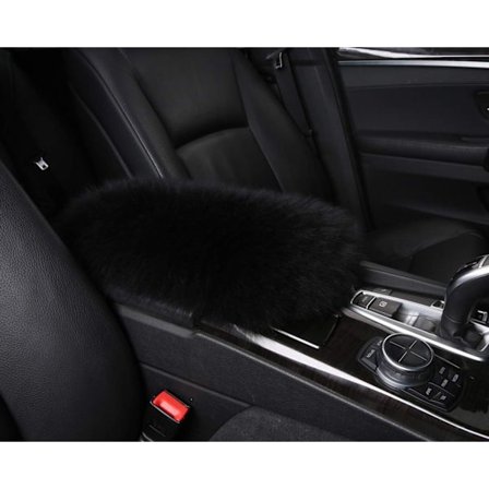 Furry Armrest Cover för Bil, Äkta Fårull Ull Mjuk Fluffy