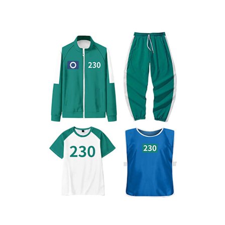 Squid Games 4-delt kostymesett for voksne