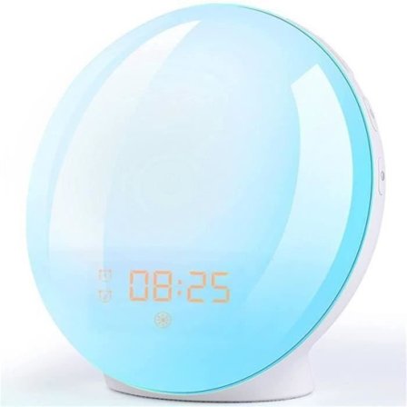 NetBoat Radio Vækkeur med Forbedrede Lyseffekter Sengelampe med 20 Programmerbare Lysstyrkealarmer