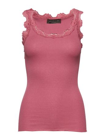 Silk Top W/ Lace T-shirts & Tops Sleeveless Rosa Rosemunde