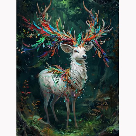 Fantasy Hjort Diamant Maleri Sæt - Runde Bor 5D DIY Broderi Hjemmeindretning