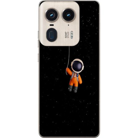 Kompatibelt Mobilskal till Motorola Motorola Edge 50 Ultra Astronaut som hänger i rep i rymden mot stjärnhimmel, minimalistiskt sci-fi motiv perfekt