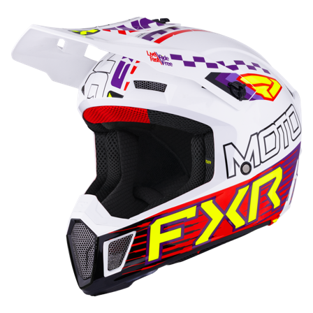 Casque de Cross FXR Clutch Race Div 26 Blanc/Violet/Rouge XL