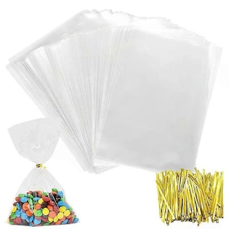 100 st Transparenta Plastpåsar Godis Lollipop Kaka Förpackning Klar Opp Cellofanpåse Julklapp Bröllop Födelsedagsfest
