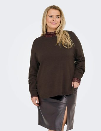 ONLY Carmakoma Carmargaretha Ls Button Pullover Knt - Brown - 42-44