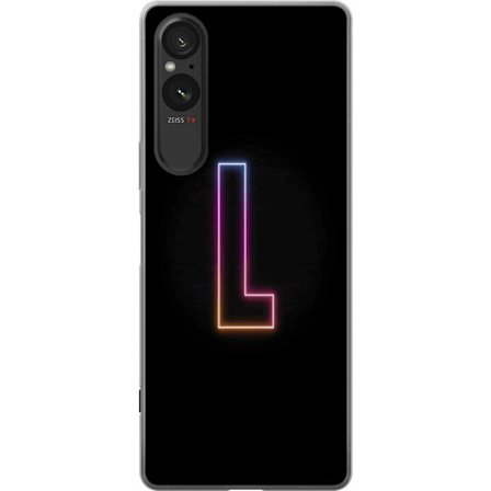 Yhteensopiva Puhelinkuori Sony Sony Xperia 5 V Minimaalinen neonkirjain L pehmeästi vaihtuvassa värivalossa mustaa taustaa vasten, puhdas graafinen