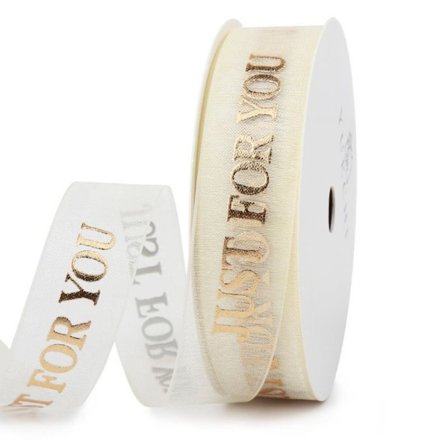 Gold Heart Sheer Ribbon Snow Yarn Ribbon E E