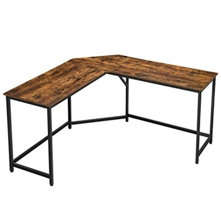 L-muotoinen tietokonepöytä, kulmapöytä opiskeluun, kotitoimistoon, pelaamiseen, tilaa säästävä, helppo asennus, teollinen muotoilu, rustiikkinen 
