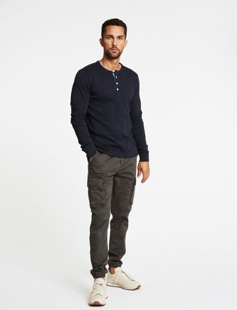 Lindbergh Solid Gradad W Contrast Fabric L/S - Blue - XXXL