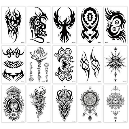 18 stk. Fuld Arm Vandtæt Midlertidig Tatovering Halv Arm Skulder Tatovering Sticker Overdimensioneret Tatovering Sticker