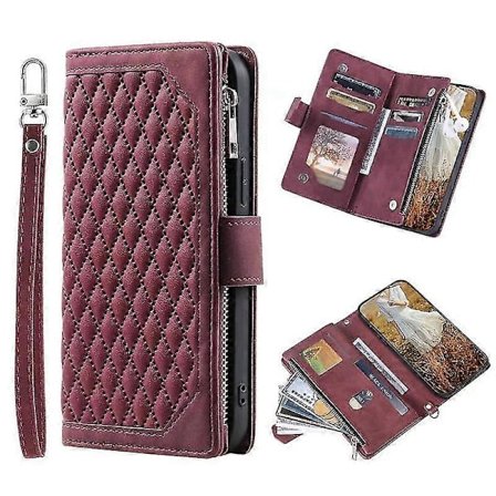 Wallet Case Kompatibel Med Iphone 14 Pro Max/14 Pro, Rhombus Pu Læder + Blød Tpu Ramme Cover Med Lanyard