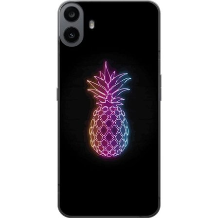 Kompatibelt Mobildeksel til Nothing Nothing CMF Phone 1 Neonlysillustrasjon av ananas i fargerikt lys mot svart bakgrunn