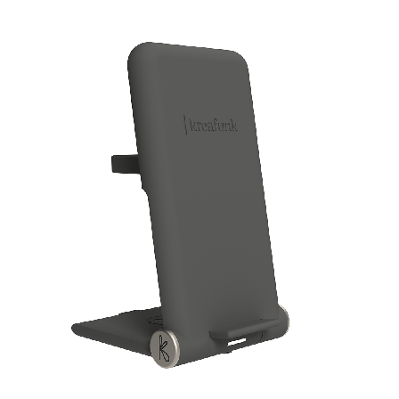 Kreafunk reCHARGE+ - Ladestander, Black, 3-i-1 Opladning, Hurtig Opladning 15W, Foldbar
