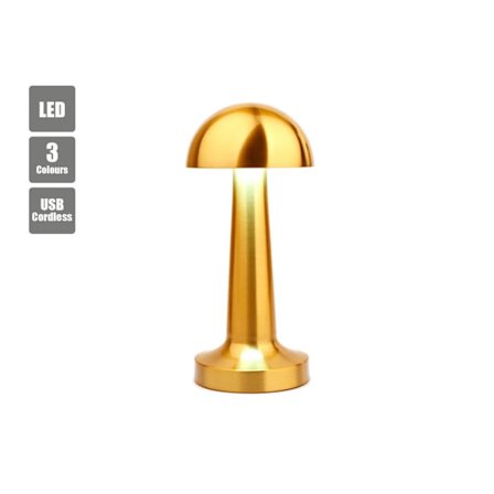 LED Johdoton Pöytävalaisin Yöpöydälle Kosketusohjaus Himmennettävä LED Kannettava Metallinen Yövalo 3 Väritilaa USB Ladattava Puolipallo Kulta