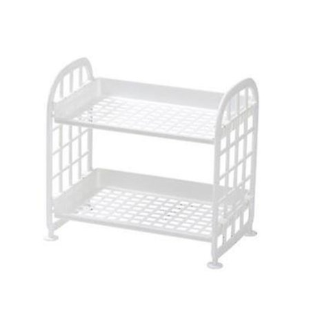 Foldbar Dobbeltlags Opbevaringsstativ Badeværelsesopbevaring Makeup Organizer Skrivebordsorganizer Køkkenhylde Hjemmeforsyninger Hylder