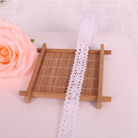 Bomull Blondekant Heklet blondebånd WHITE3 WHITE3