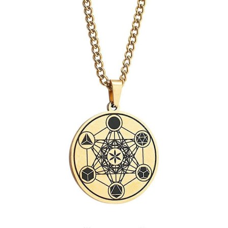 Metatron-kube halskjede i rustfritt stål, livets blomst-anheng, chakra, beste gave