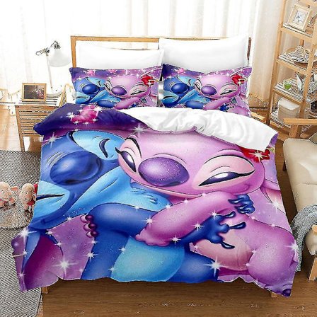 Sti02 Stitch 3d-tryckt sängklädesset påslakan örngott present till barn-hy