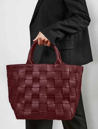 Ceannis Braided Strap Shopper - Burgundy - 50X18X32CM