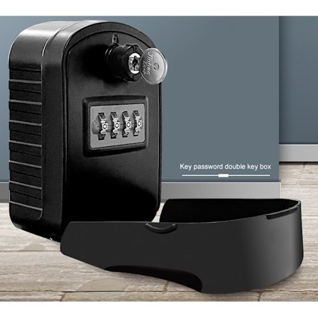 Svart [Ny generation] Säker stor nyckelbox med kod och nöd