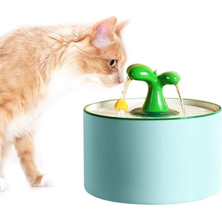 Kattvattenfontän i keramik, 1,5 l husdjursfontän hundvattenautomat, inomhus automatisk husdjursdrickvattenbehållare, kattfontäner för katter med