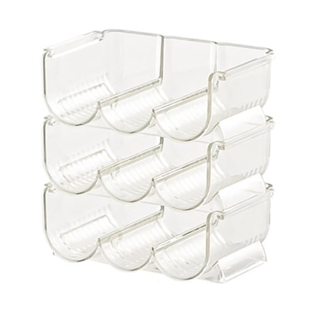 Flaskeholder til pladsbesparende, praktisk design, klar BPA-fri plastik af høj kvalitet, stabelbare vandflaskeholdere til hjemmeorganisering og