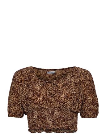 Anne Laure Top Crop Tops Short-sleeved Crop Tops Brun Faithfull The Brand