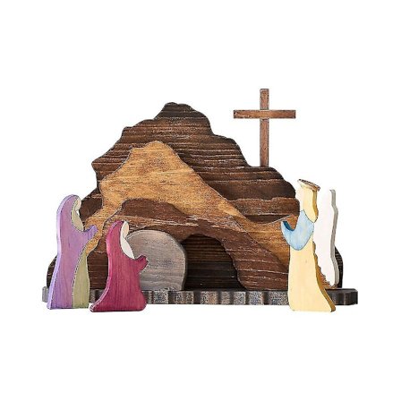 Halloween-päivän uskonnolliset koristeet - Ylösnousemuskohtaus Puinen seimiasetelma Puinen seimi Jouluseimi