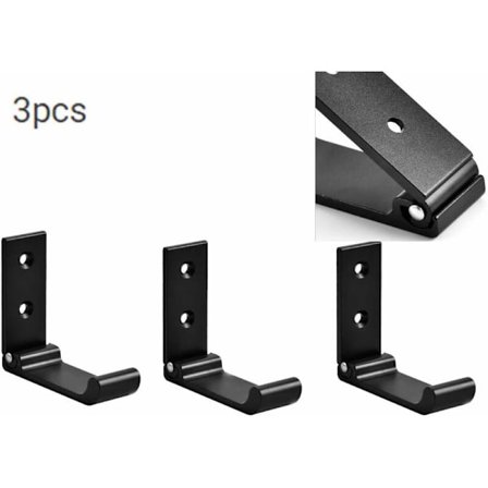 3 stk. veggkroker i aluminiumlegering, 90° sammenleggbare kleskroker, sammenleggbare kroker med skruer, sammenleggbar garderobekrok for kontor, 