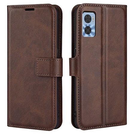 Lompakko Nahkakotelo For Motorola Moto E22 - Ruskea