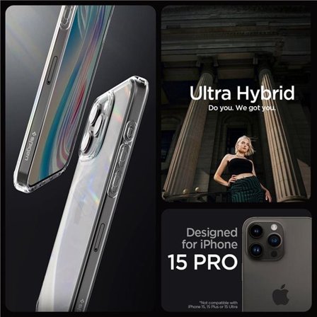 Spigen Crystal Hybrid iPhone 15 Pro-etui - klart