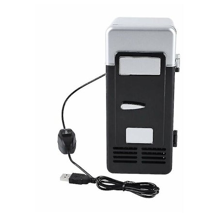 LED-minijääkaappi USB-jääkaappi Juomat Juomatölkkien jääkaappi ja lämmitin Musta [kk]