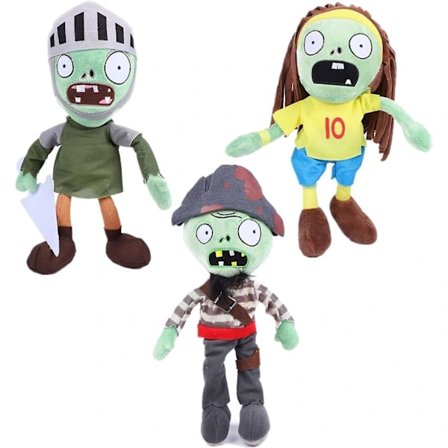 3-pak Plants vs. Zombies plys zombie sæt legetøj Zombie Kaptajn, Ridder Zombie dukke, Kaptajn Zombie