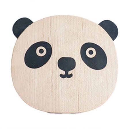 Valnød Underlæg Kopholder Tegneserie Bjørn Udskåret Træmåtte Indlagt Dekorativ Bakke Plade Måtte, C