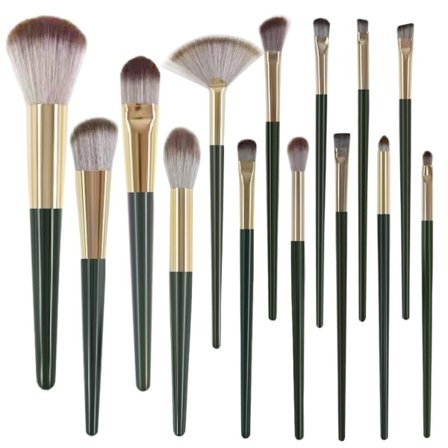 14 st Makeup Borstar Professionell Makeup Borste Set, Grön