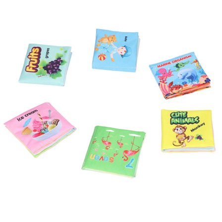 6 st Babybadböcker Giftfria Mjuka Tyg Vattentäta Engelska Tidig Utbildning Leksaker