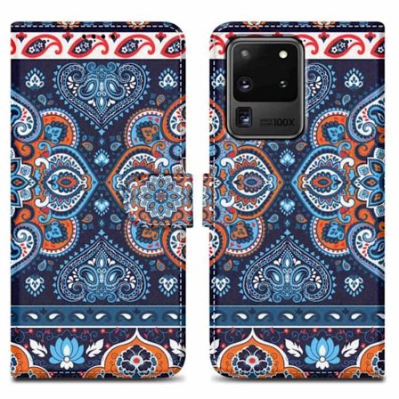 Fodral till Samsung Galaxy S20 ULTRA Fodral i blått Mandala nr. 1 Fodral Skydd Magnetisk stängning Plånbok Plånbok