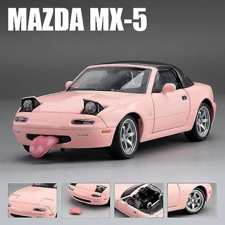 Miniature Mazda MX-5 modelbil i metal med lyd og lys, legetøjsbil med døre der kan åbnes til børnesamling [GPA]