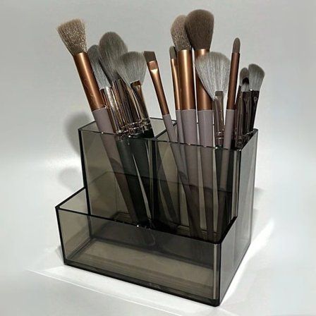 Penholder med tre rum, enkel og stilfuld multifunktionel gennemsigtig akryl opbevaringsboks.