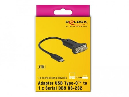Delock USB / seriell-kabel - USB-C til DB-9 - 15 cm